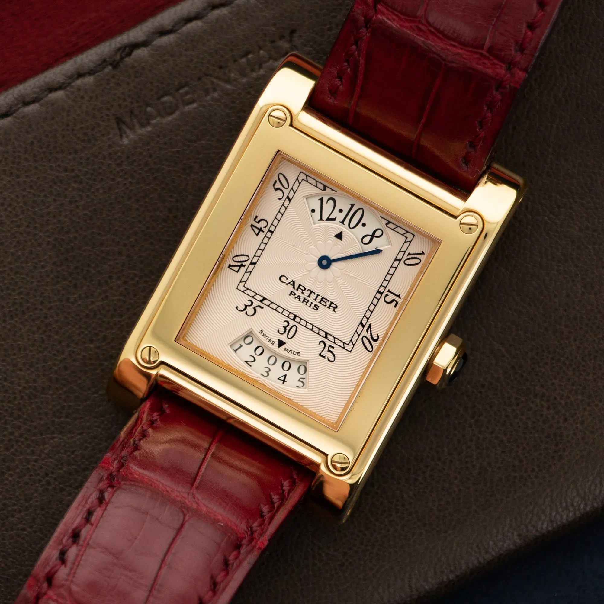 Cartier Yellow Gold Tank A Vis Privee Jump Hour Watch