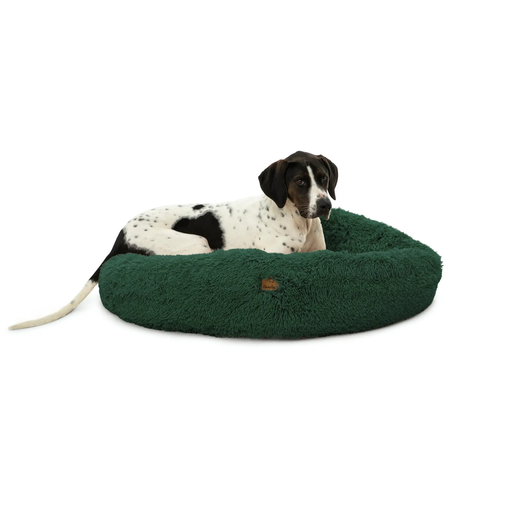 Charlie's Shaggy Faux Fur Round Calming Dog Mat Eden Green Medium