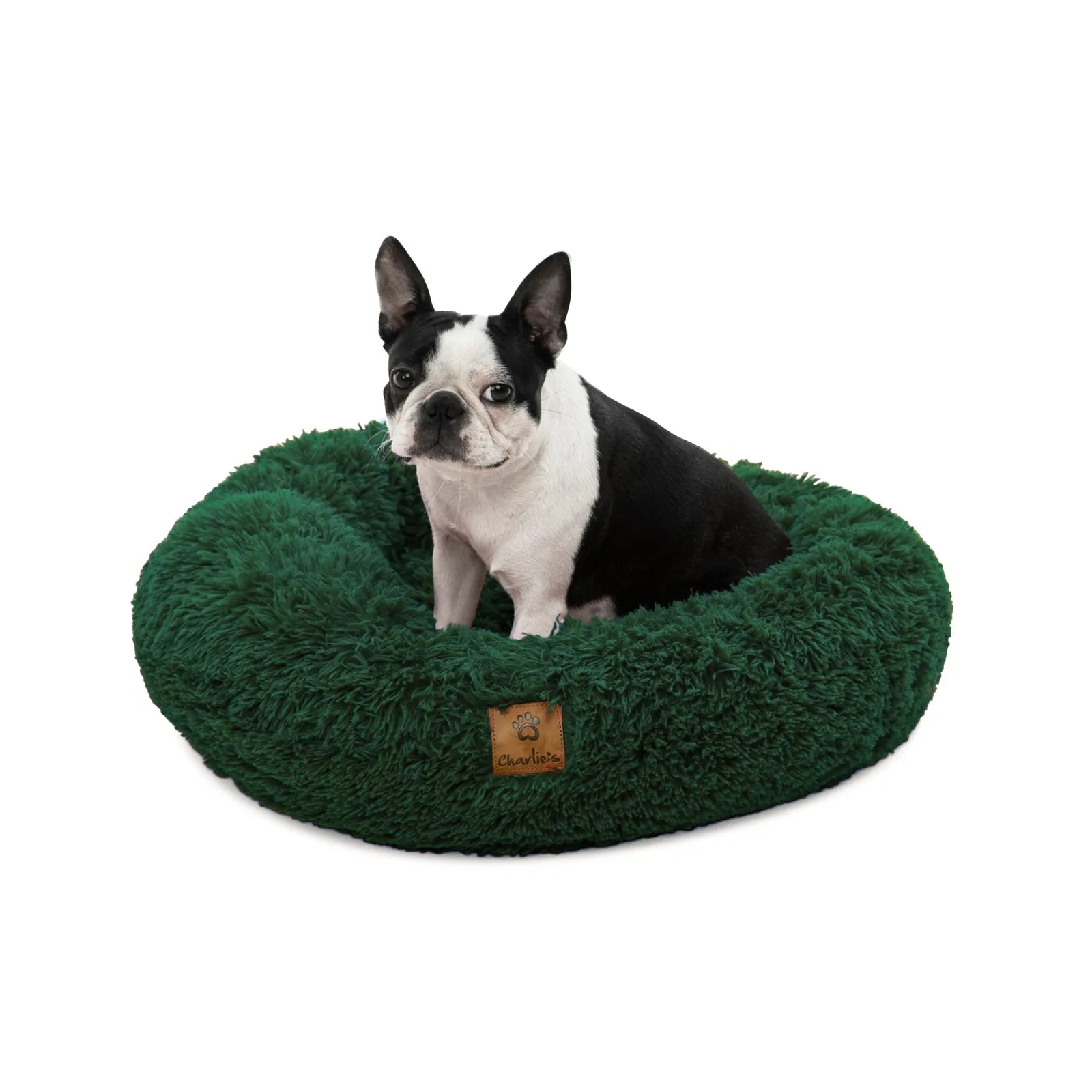 Charlie's Shaggy Faux Fur Round Calming Dog Mat Eden Green Medium