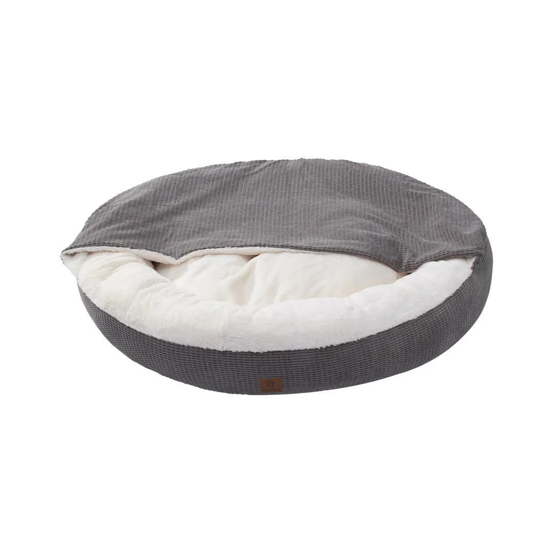 Charlie's Snookie Hooded Calming Dog Bed Grey Medium