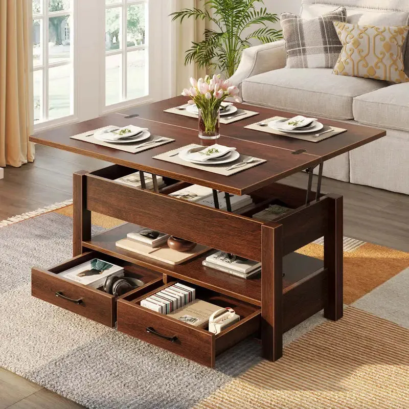 Coffee Table with Lift Top and Hidden Storage Compartments