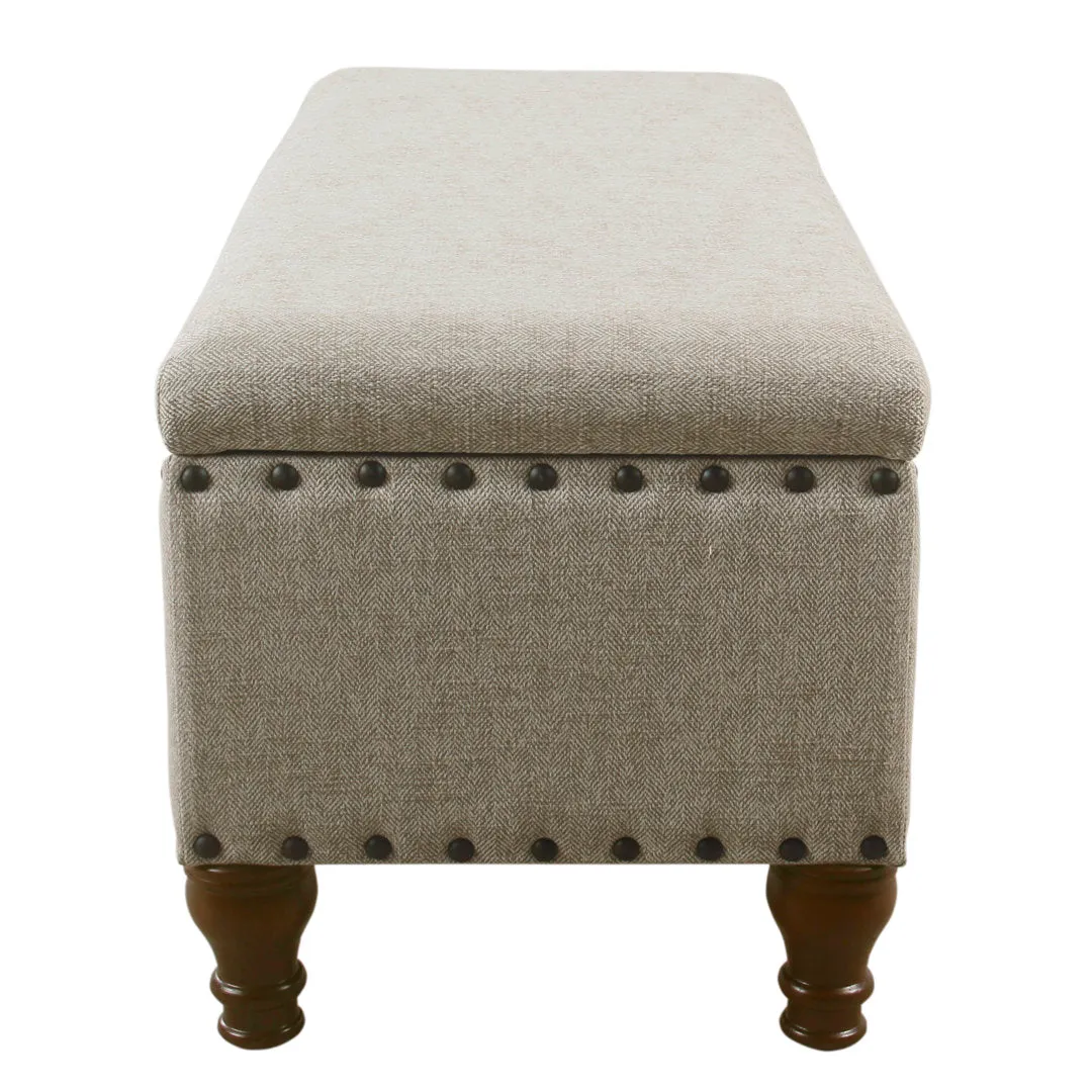 Collantes Upholstered Storage Bench Alcott Hill® Upholstery: Taupe/Mottled Brown Nailhead