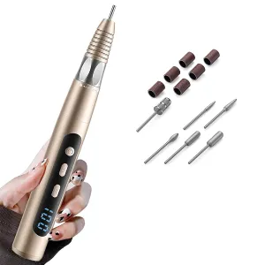 Cordless Nail drill Machine, Professional Electric Nail File for Acrylic Nails – 30000 rpm, Rechargeable Nail Efile for Home & Salon Use(Silver)