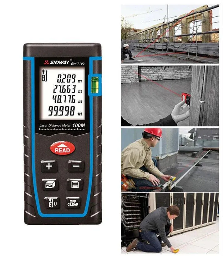 Crony T100 Diastimeter Sndway SW T100 100M Laser Distance Meter Laser Range Area Volume Measure Tool