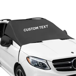 Custom Text For Car Windshield Snow Cover, Compatible with All Cars, Large Windshield Cover for Ice and Snow Frost with Removable Mirror Cover Protector, Wiper Front Window Protects Windproof UV Sunshade Cover FT15983
