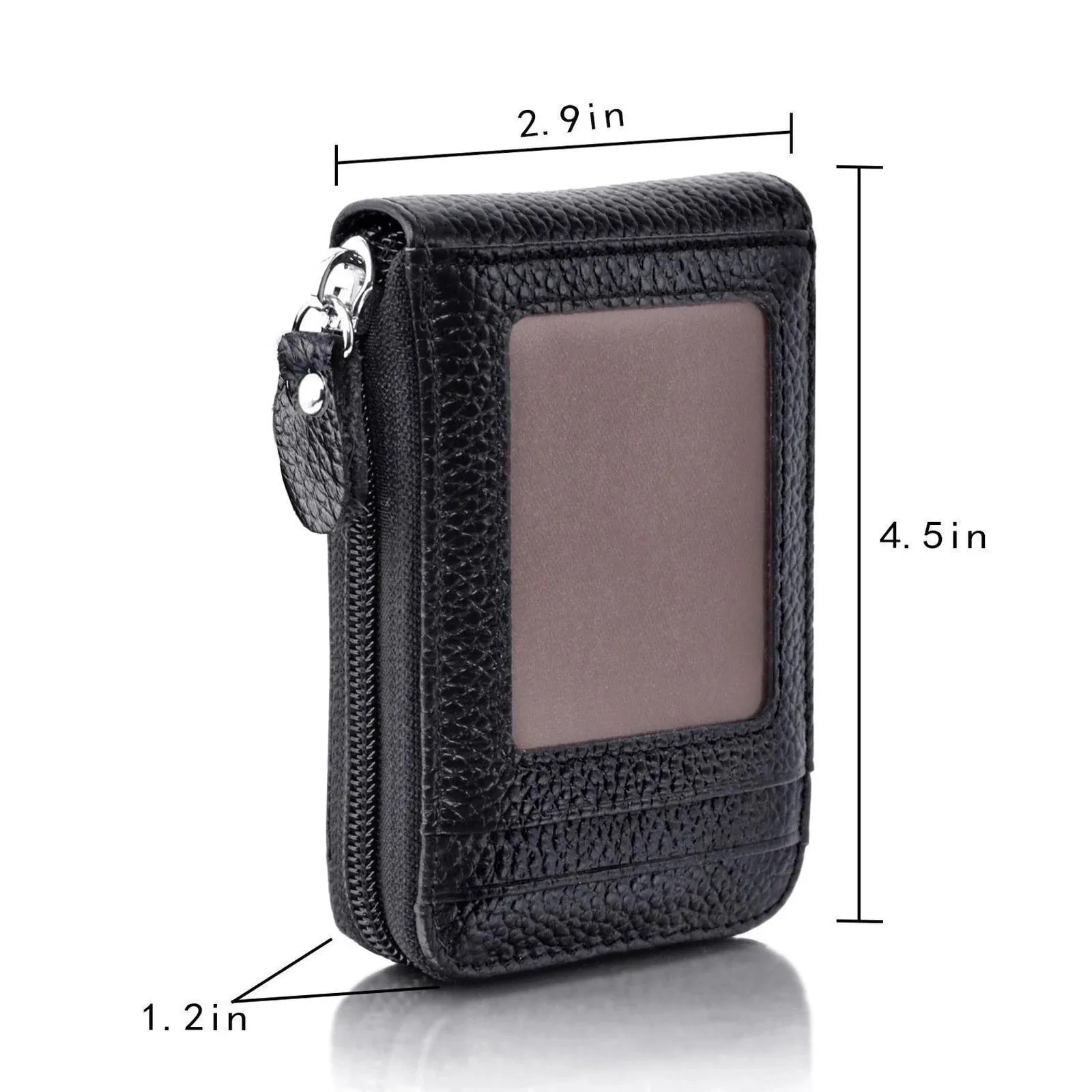 Cyflymder Men's Wallet Genuine PU Leather Credit Card Holder RFID Blocking Zipper Pocket Men bag Multi-card zipper