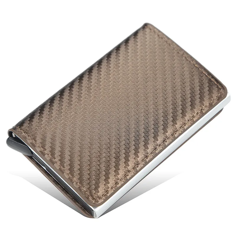 Cyflymder New Carbon Fiber RFID Blocking Men's Credit Card Holder Leather Bank Card Wallet Case Cardholder Protection Purse For Women