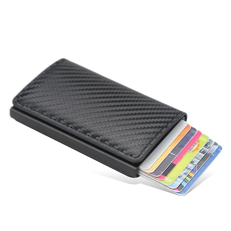 Cyflymder New Carbon Fiber RFID Blocking Men's Credit Card Holder Leather Bank Card Wallet Case Cardholder Protection Purse For Women