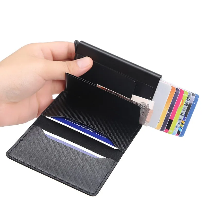 Cyflymder New Carbon Fiber RFID Blocking Men's Credit Card Holder Leather Bank Card Wallet Case Cardholder Protection Purse For Women