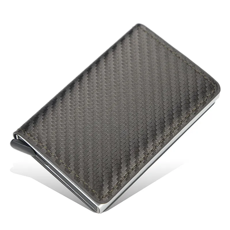 Cyflymder New Carbon Fiber RFID Blocking Men's Credit Card Holder Leather Bank Card Wallet Case Cardholder Protection Purse For Women