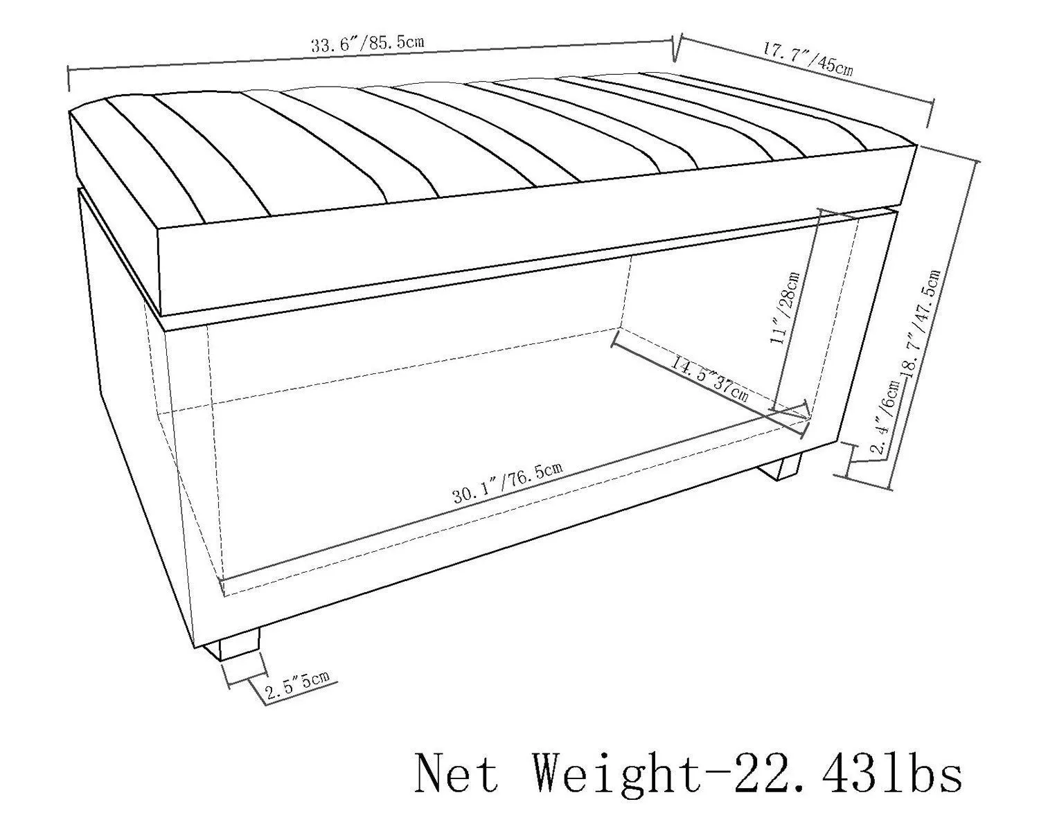 Darcy Storage Ottoman in Vegan Leather