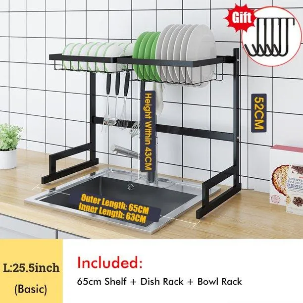 Dish Drying Rack Over the Sink Storage Drainer Shelf Counter-top Utensils Organizer Cutlery Holder