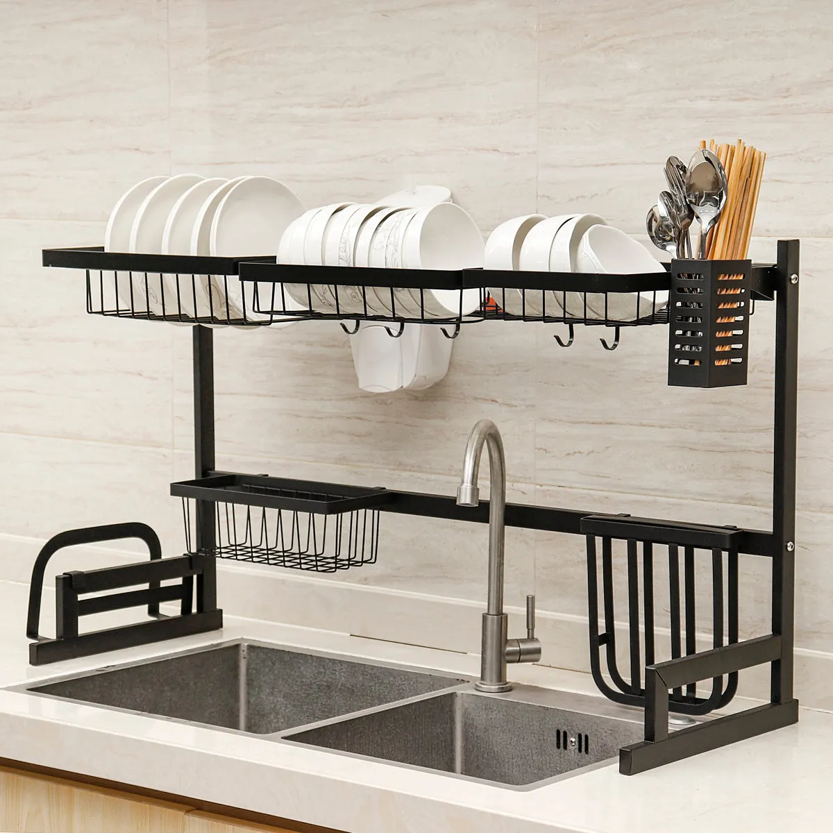 Dish Drying Rack Over the Sink Storage Drainer Shelf Counter-top Utensils Organizer Cutlery Holder