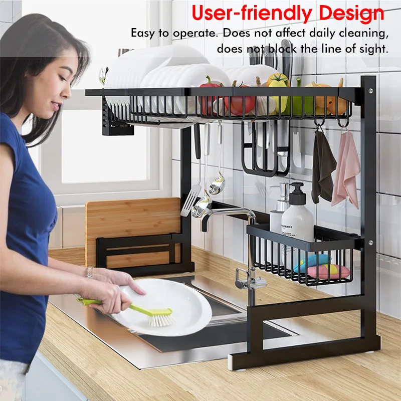 Dish Drying Rack Over the Sink Storage Drainer Shelf Counter-top Utensils Organizer Cutlery Holder