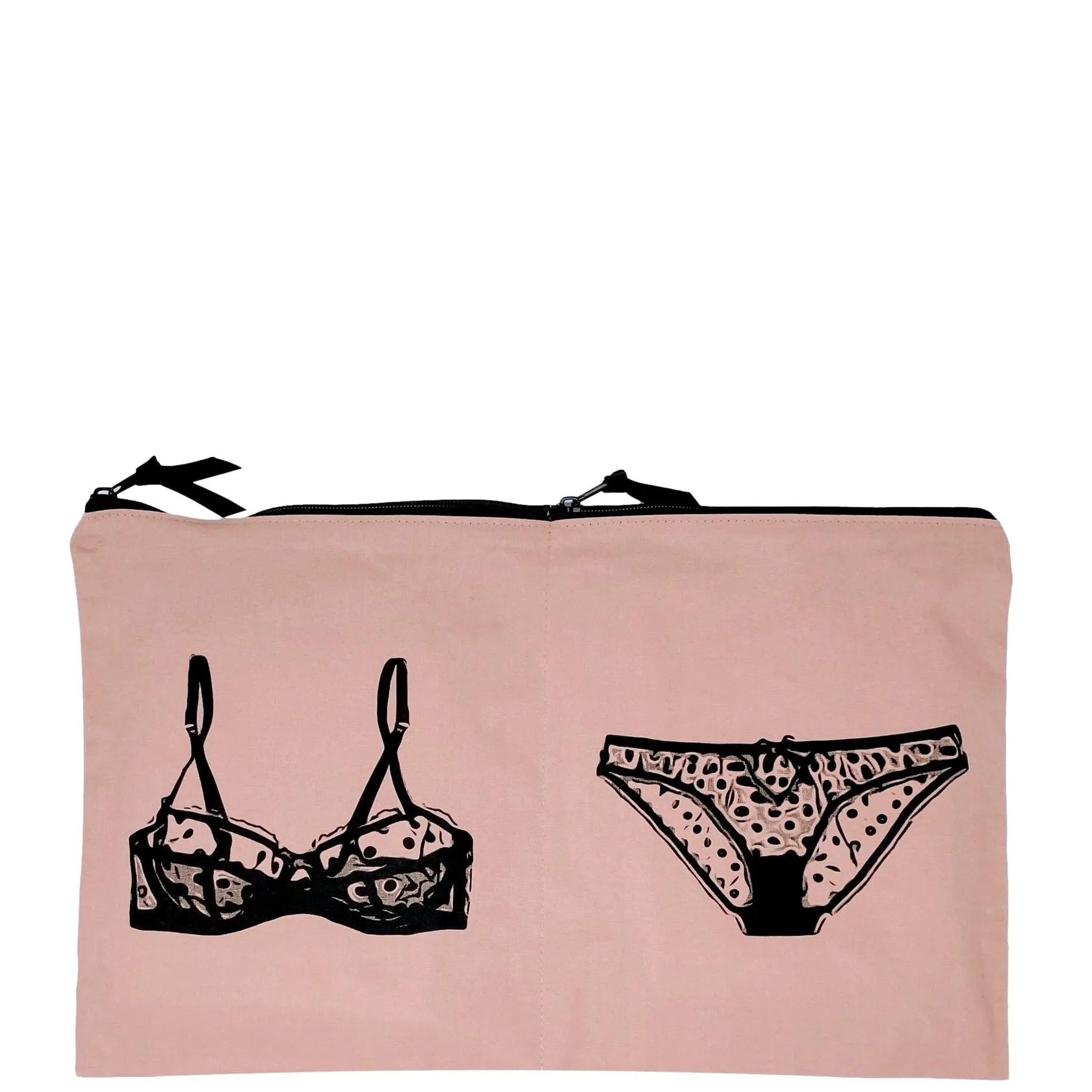 Double Lingerie Canvas Bag Set - Pink