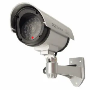 Dummy Camera in Silver Circular Outdoor Housing with Light SWDC1100