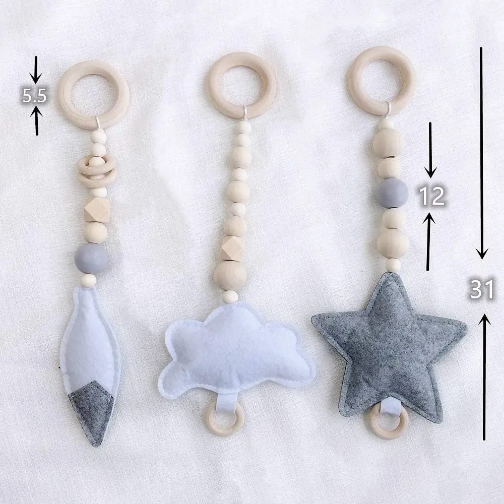 Eco-Friendly Montessori 100% Natural Pine Wooden Baby Gym | Foldable |  Natural & Grey | 3m 