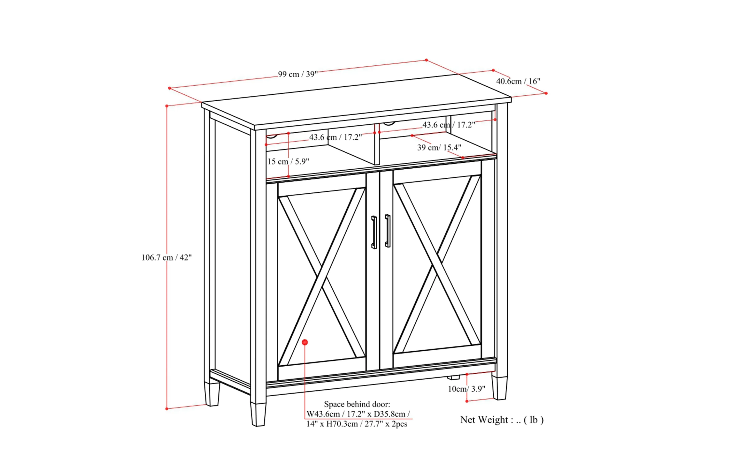 Ela 39 inch Storage Cabinet (Set of 2)
