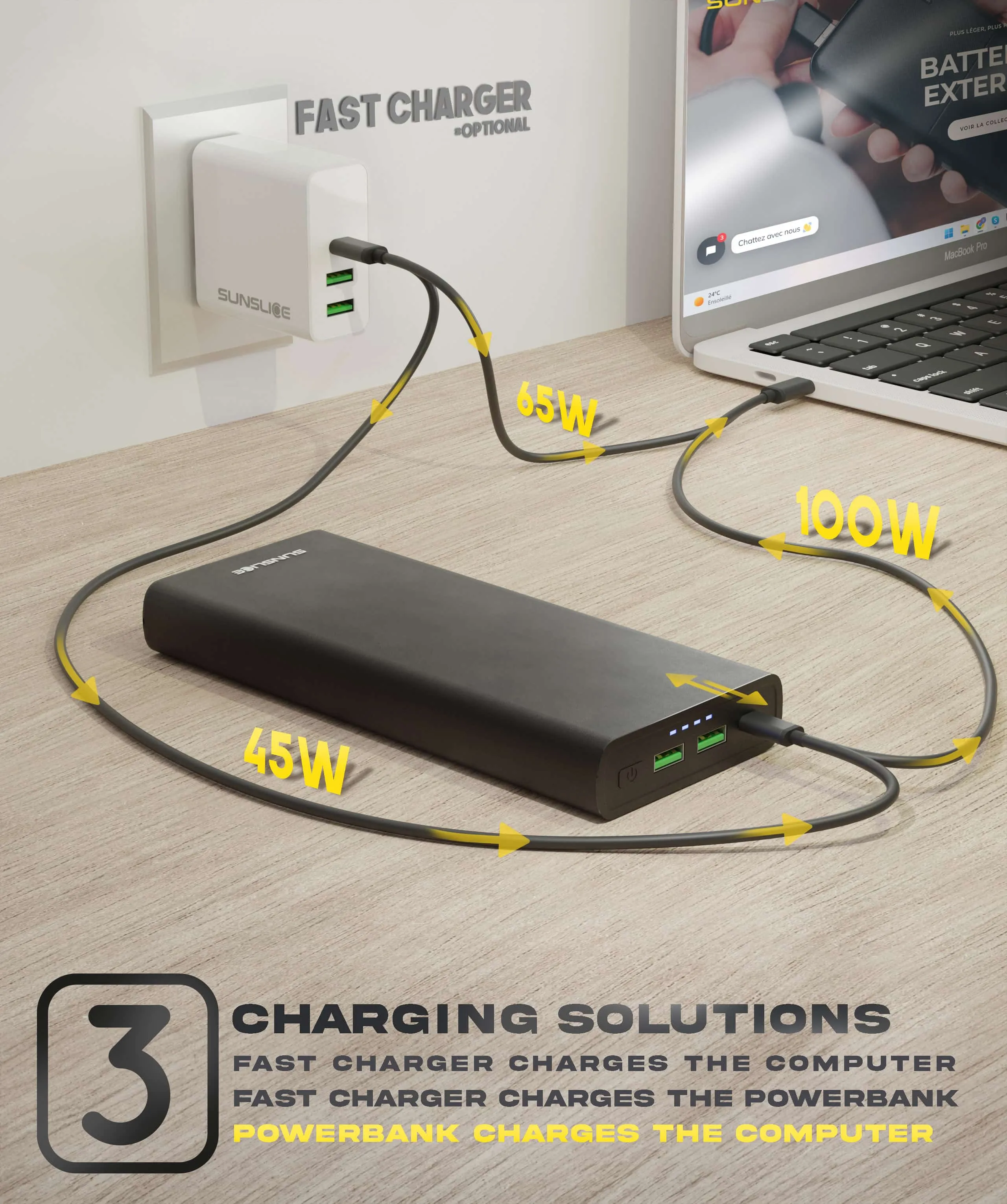Emperion 65 Watts - USB-C Laptop and Power Bank Charger