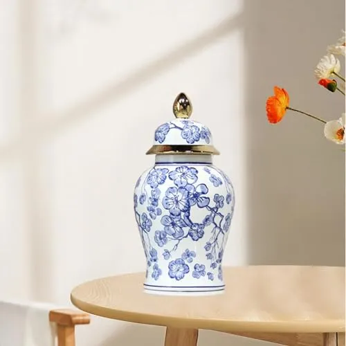 Enakshi® Ceramic Ginger Jar Vase with Lid Art Desktop Vase for Birthday Office Indoor|Home & Garden | Home D?©cor | Vases