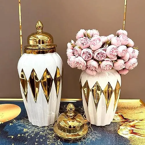 Enakshi Ginger Jar with Lid Decor Ceramic Jar Vase for Dorm Drawing Room Anniversary Large|Home & Garden | Home D?©cor | Other Home D?©cor
