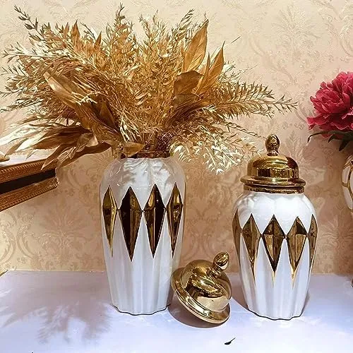 Enakshi Ginger Jar with Lid Decor Ceramic Jar Vase for Dorm Drawing Room Anniversary Large|Home & Garden | Home D?©cor | Other Home D?©cor