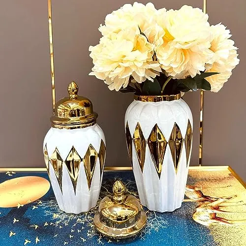 Enakshi Ginger Jar with Lid Decor Ceramic Jar Vase for Dorm Drawing Room Anniversary Large|Home & Garden | Home D?©cor | Other Home D?©cor
