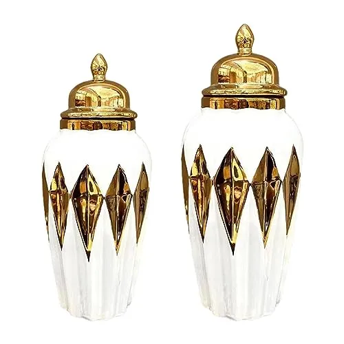 Enakshi Ginger Jar with Lid Decor Ceramic Jar Vase for Dorm Drawing Room Anniversary Large|Home & Garden | Home D?©cor | Other Home D?©cor