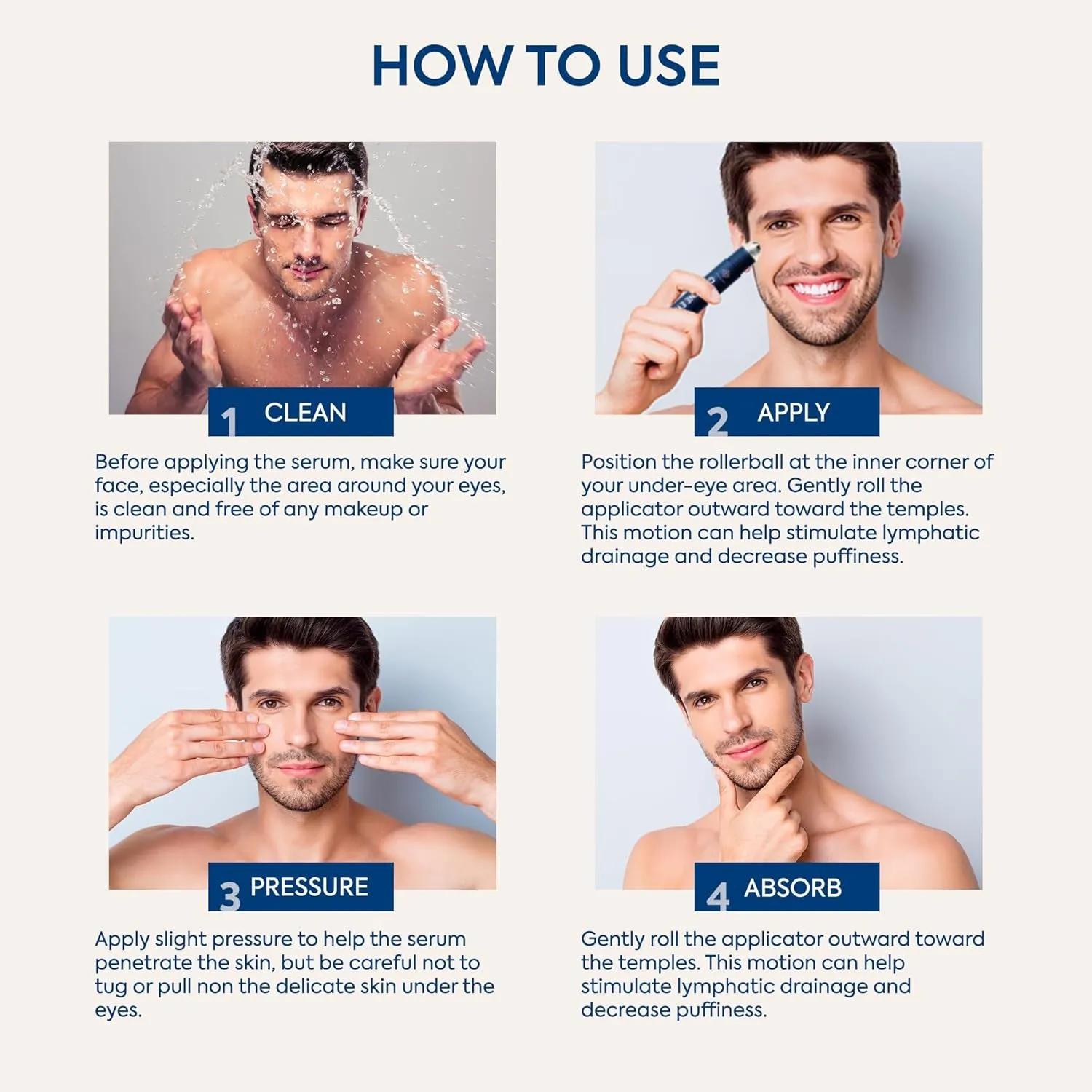 Eye Bags Treatment for Men: Eye Roller for Puffy Eyes and under Eye Puffiness Reducer – Caffeine Eye Cream for Dark Circles and Wrinkles