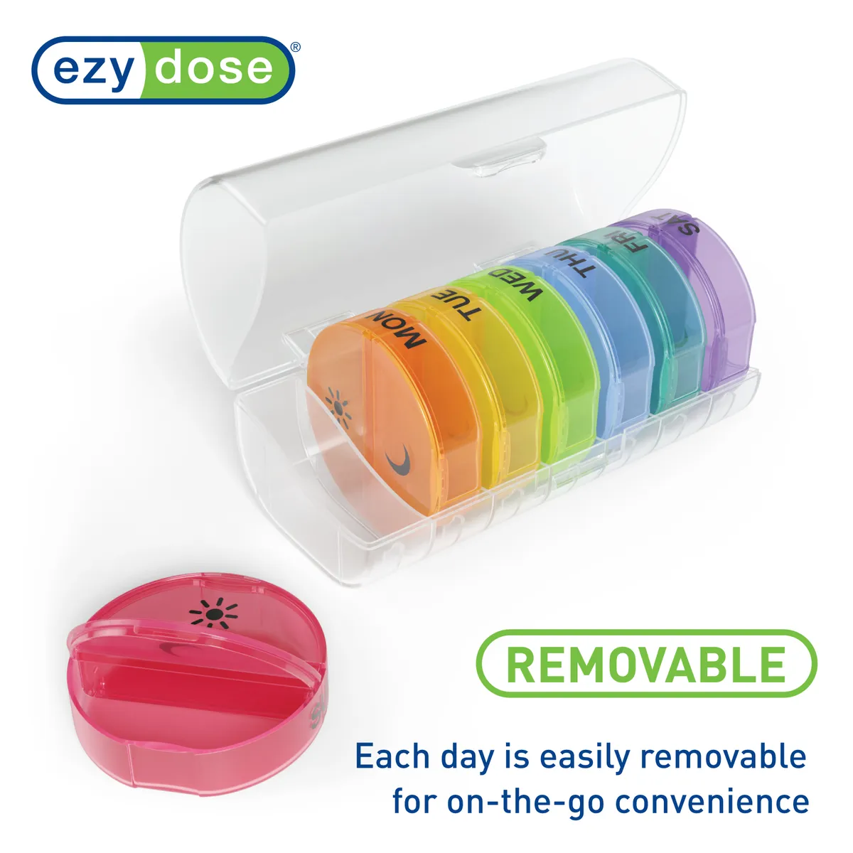 Ezy Dose® Weekly AM/PM Circular Pill Planner, Rainbow