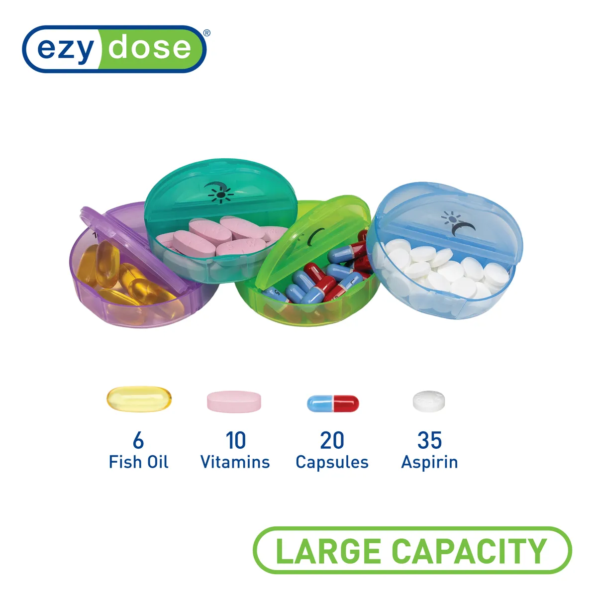 Ezy Dose® Weekly AM/PM Circular Pill Planner, Rainbow