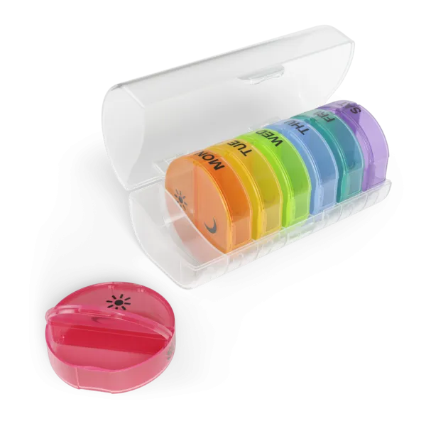 Ezy Dose® Weekly AM/PM Circular Pill Planner, Rainbow