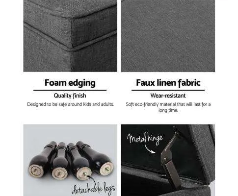 Fabric Storage Ottoman - Grey