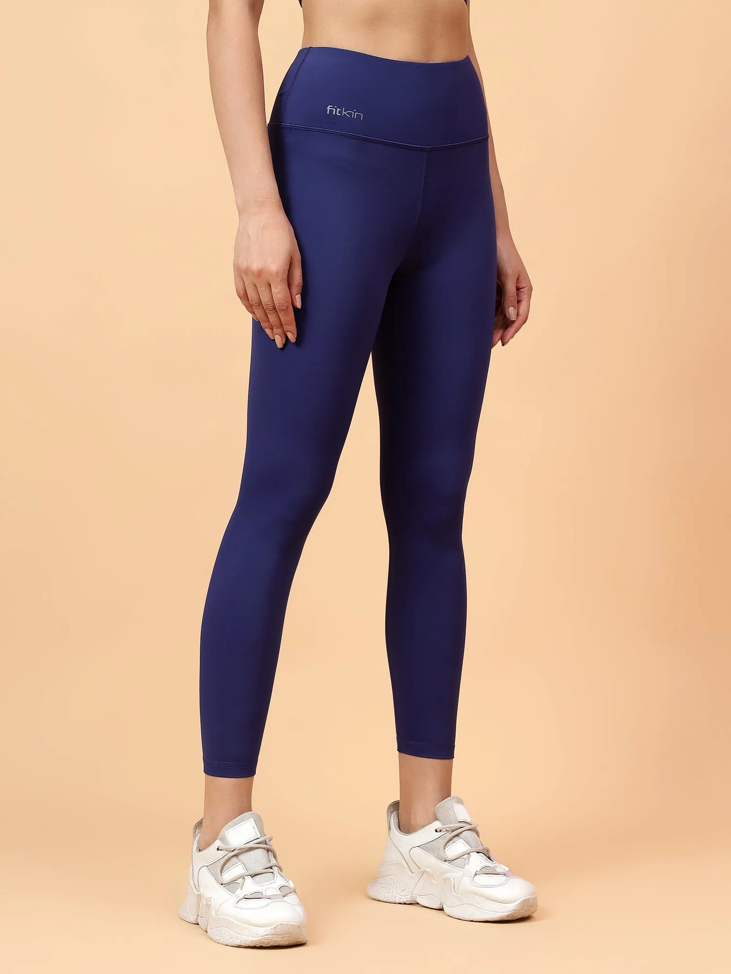 Fitkin Women's Blue Core High Waist Curve Sculpting Tights