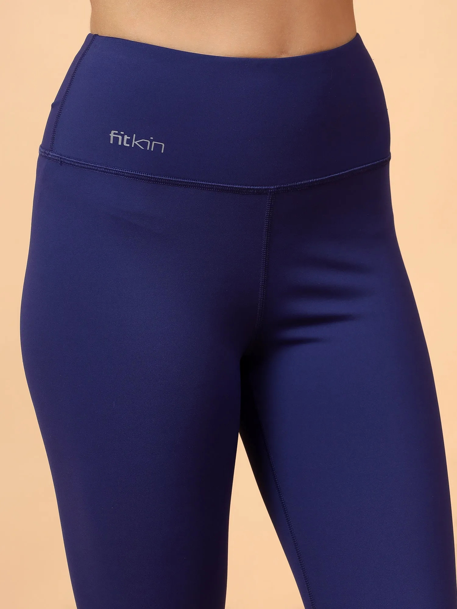 Fitkin Women's Blue Core High Waist Curve Sculpting Tights