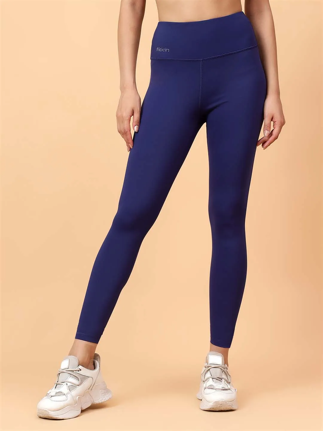 Fitkin Women's Blue Core High Waist Curve Sculpting Tights