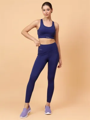 Fitkin Women's Blue Core High Waist Curve Sculpting Tights