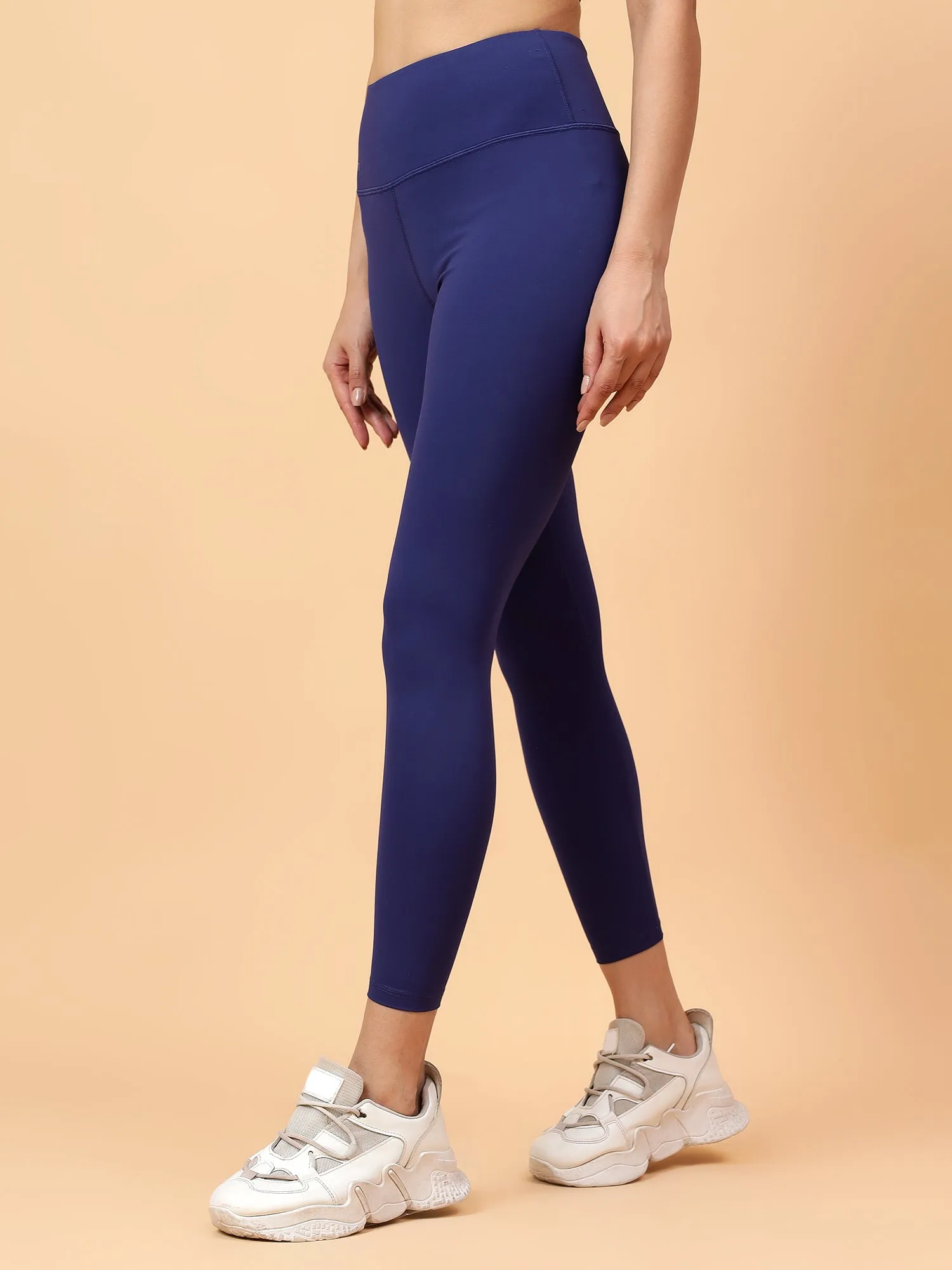 Fitkin Women's Blue Core High Waist Curve Sculpting Tights