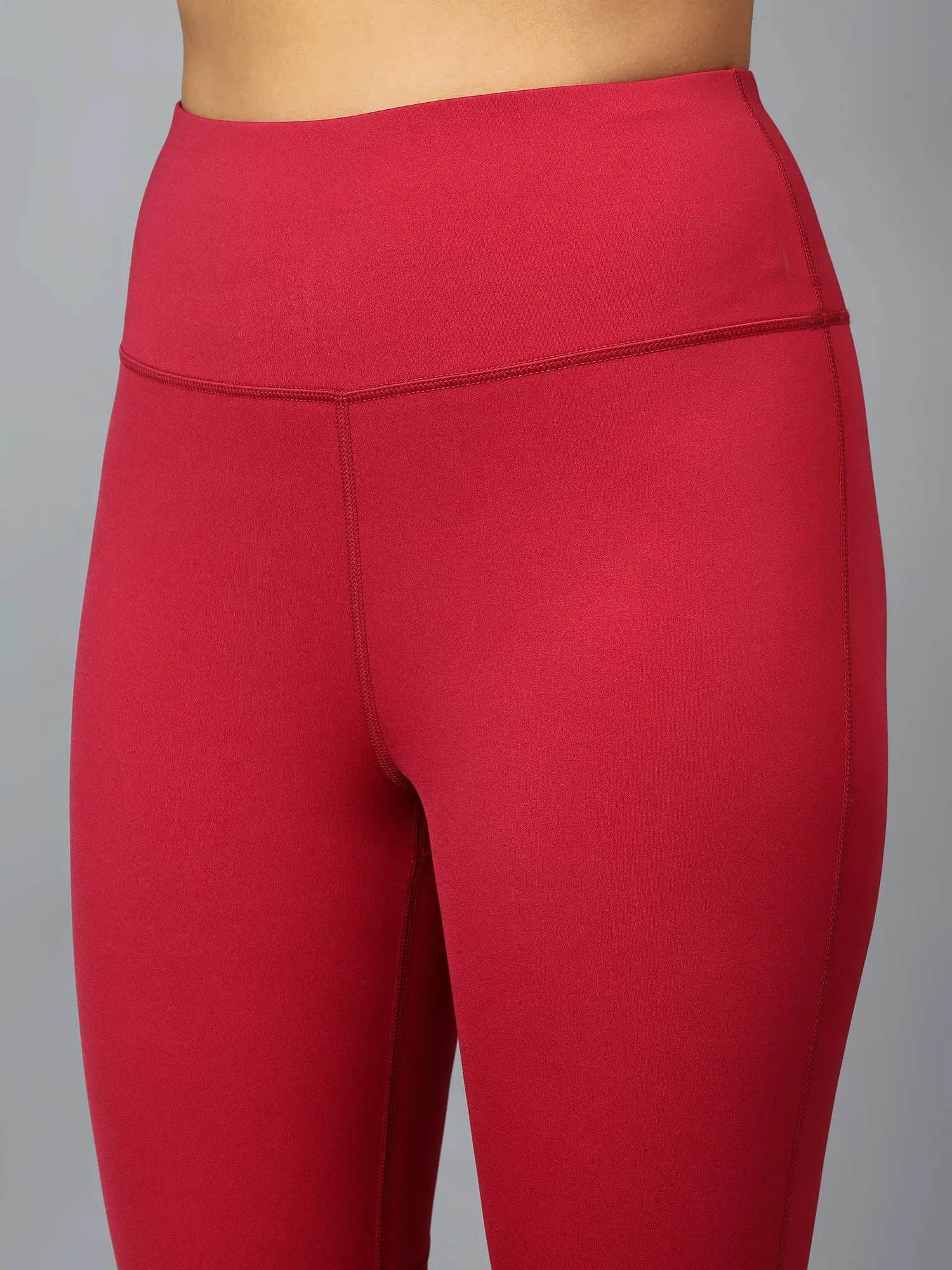 Fitkin Women's Magenta Back Mesh Design Tights