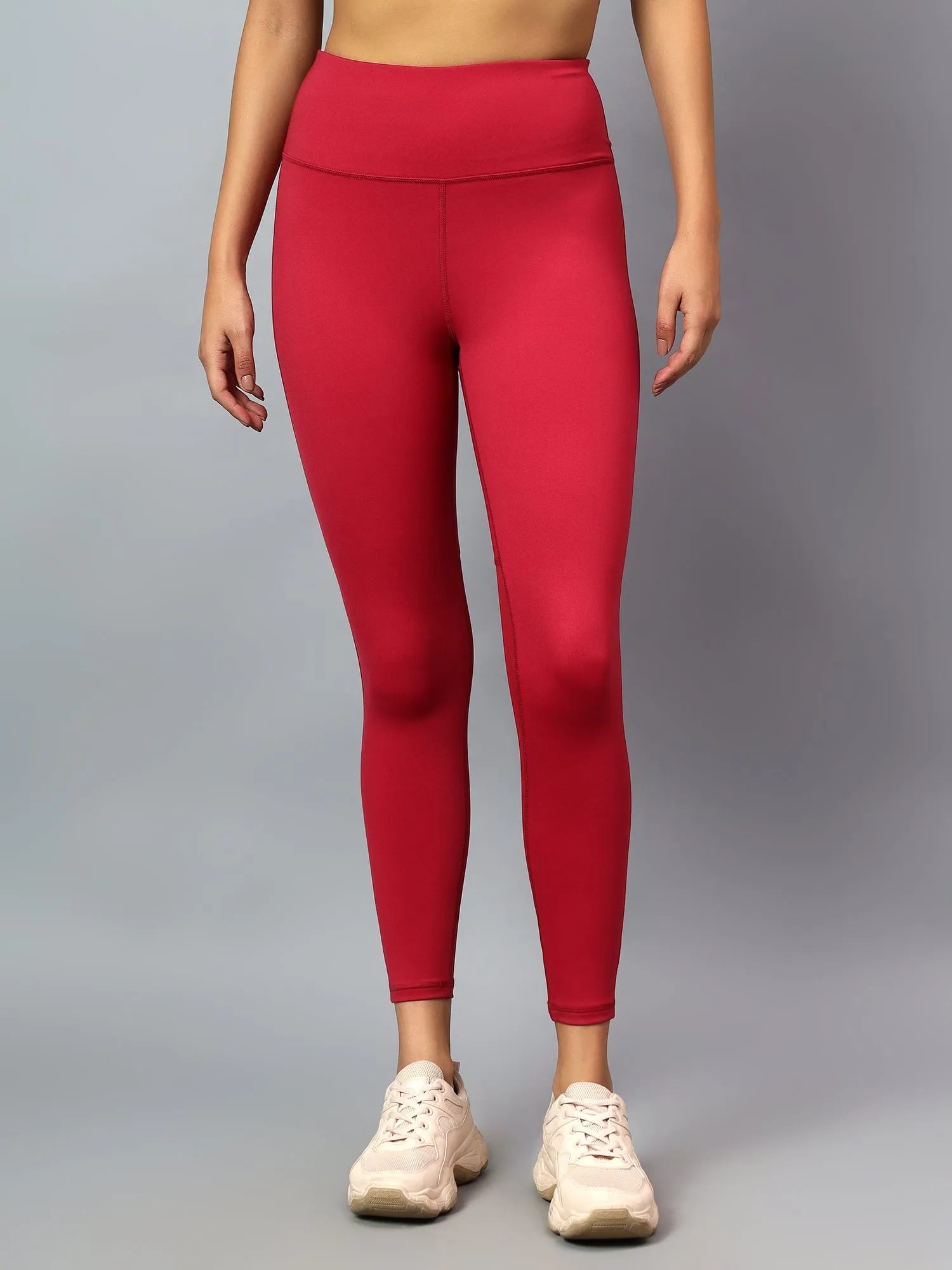 Fitkin Women's Magenta Back Mesh Design Tights