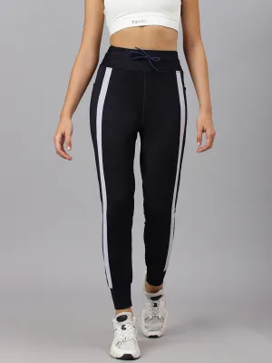 Fitkin Women's Navy Blue Side Stripes Jogger