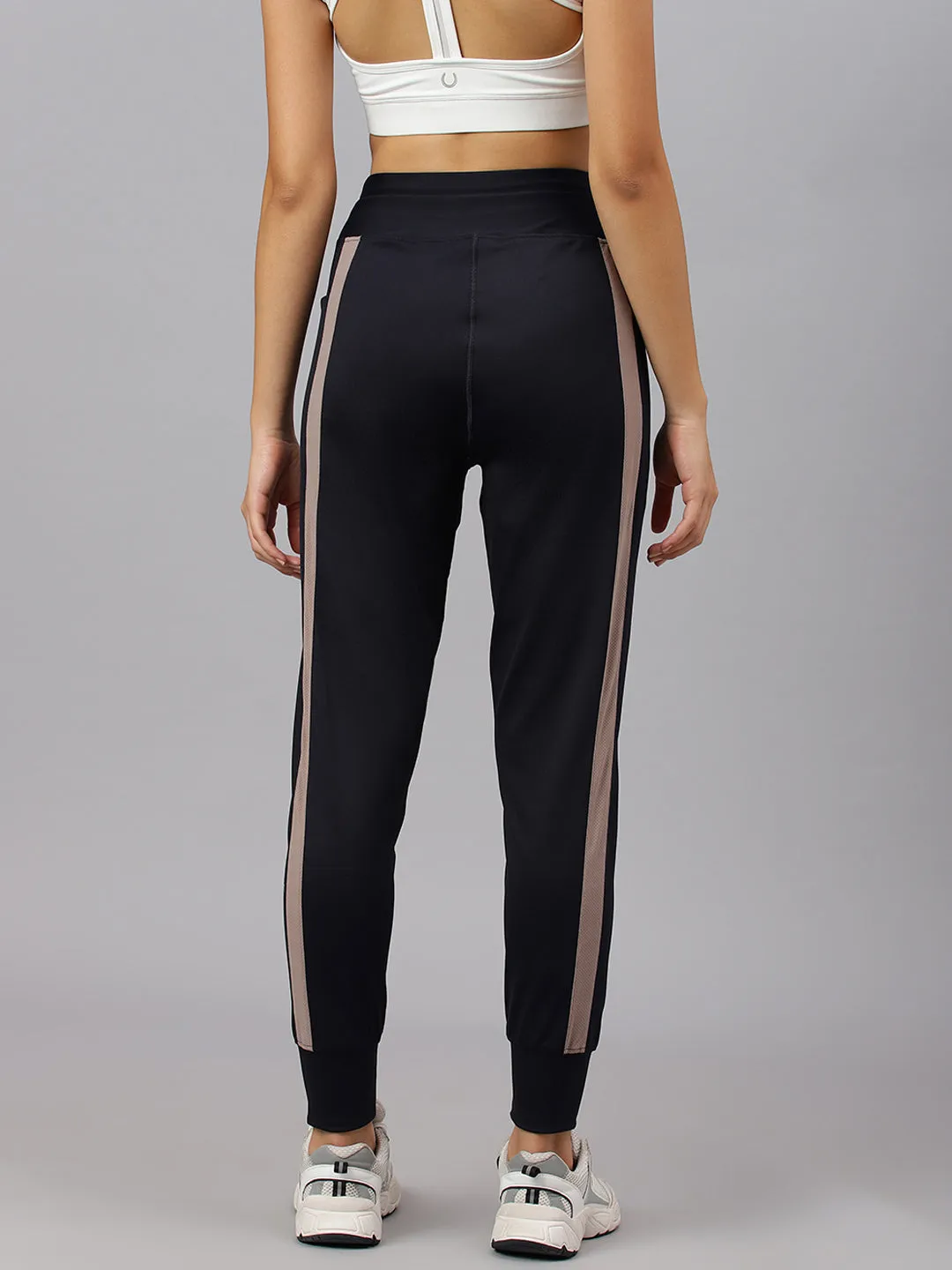Fitkin Women's Navy Blue Side Stripes Jogger