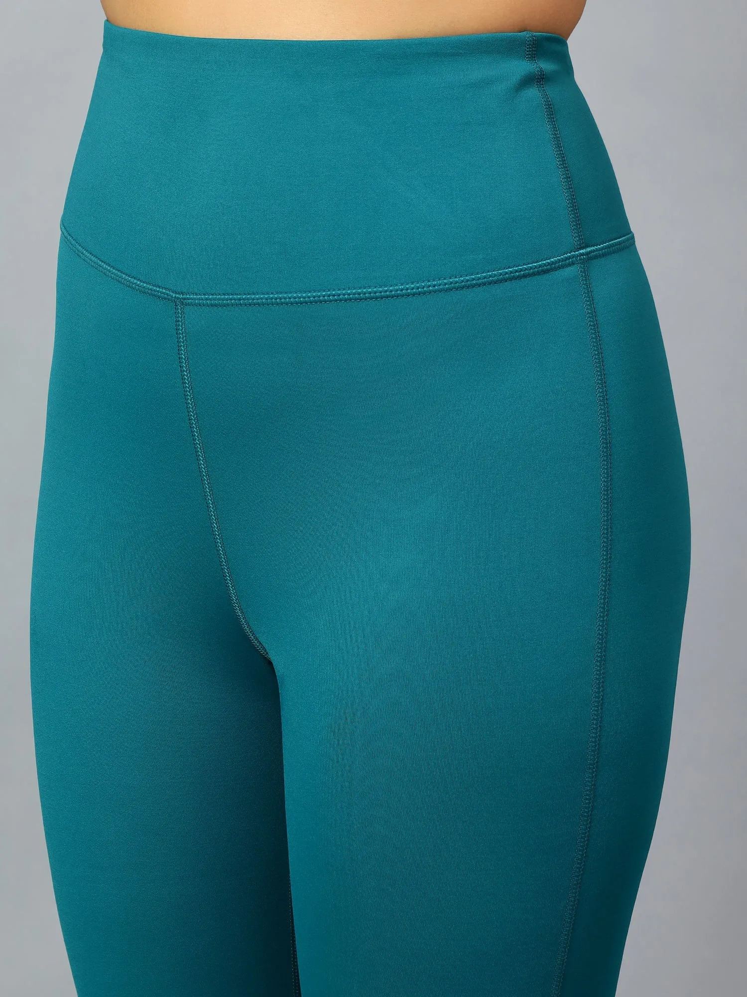 Fitkin Women's Teal Back Mesh Design Tights