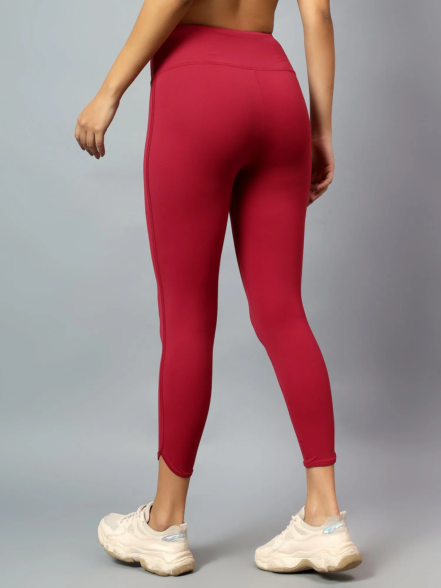 Fitkin Women's Wine Dolphin Curve Sculpt Tights