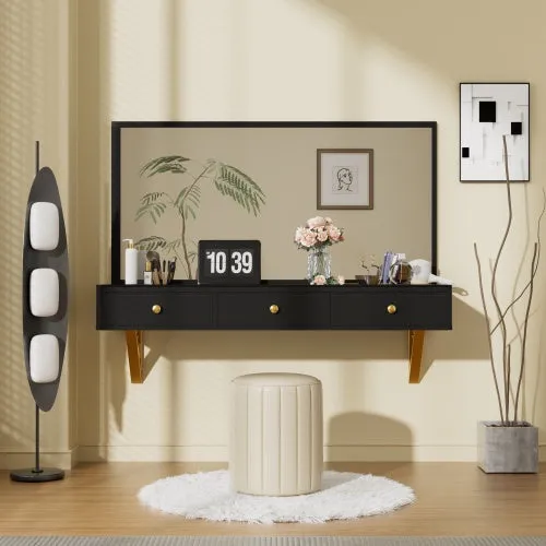 Floating Shelf With Drawer, Multi-Purpose Wall-Mounted Vanity Table,