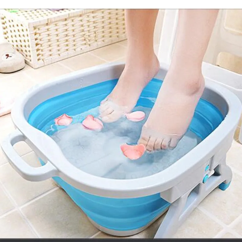 Foldable Foot Basin Silicone Folding Cube Bathroom Plastic Foot  Basin
