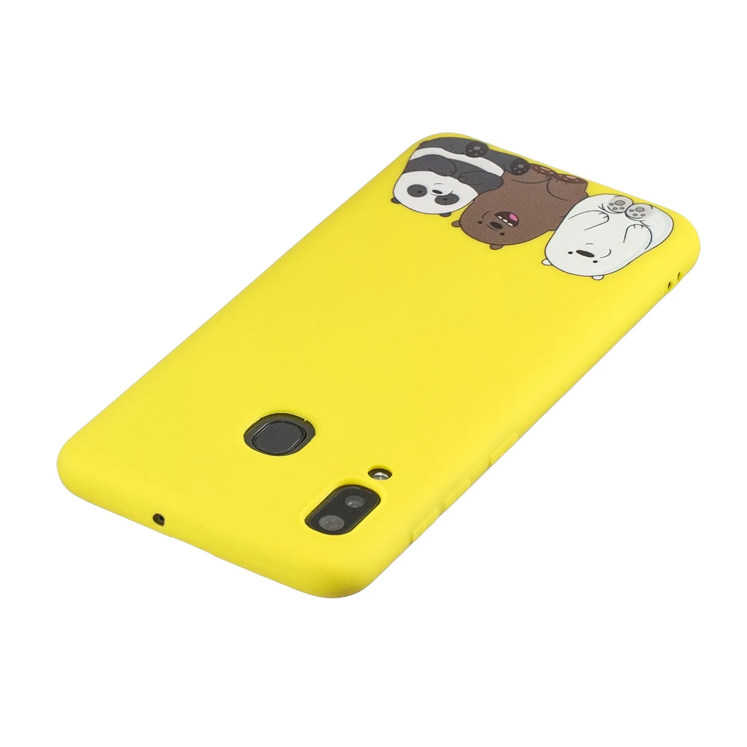 For Samsung A30 A20 TPU Full Cover Cartoon Pattern Solid Color Protective Phone Case with Adjustable Bracket 7