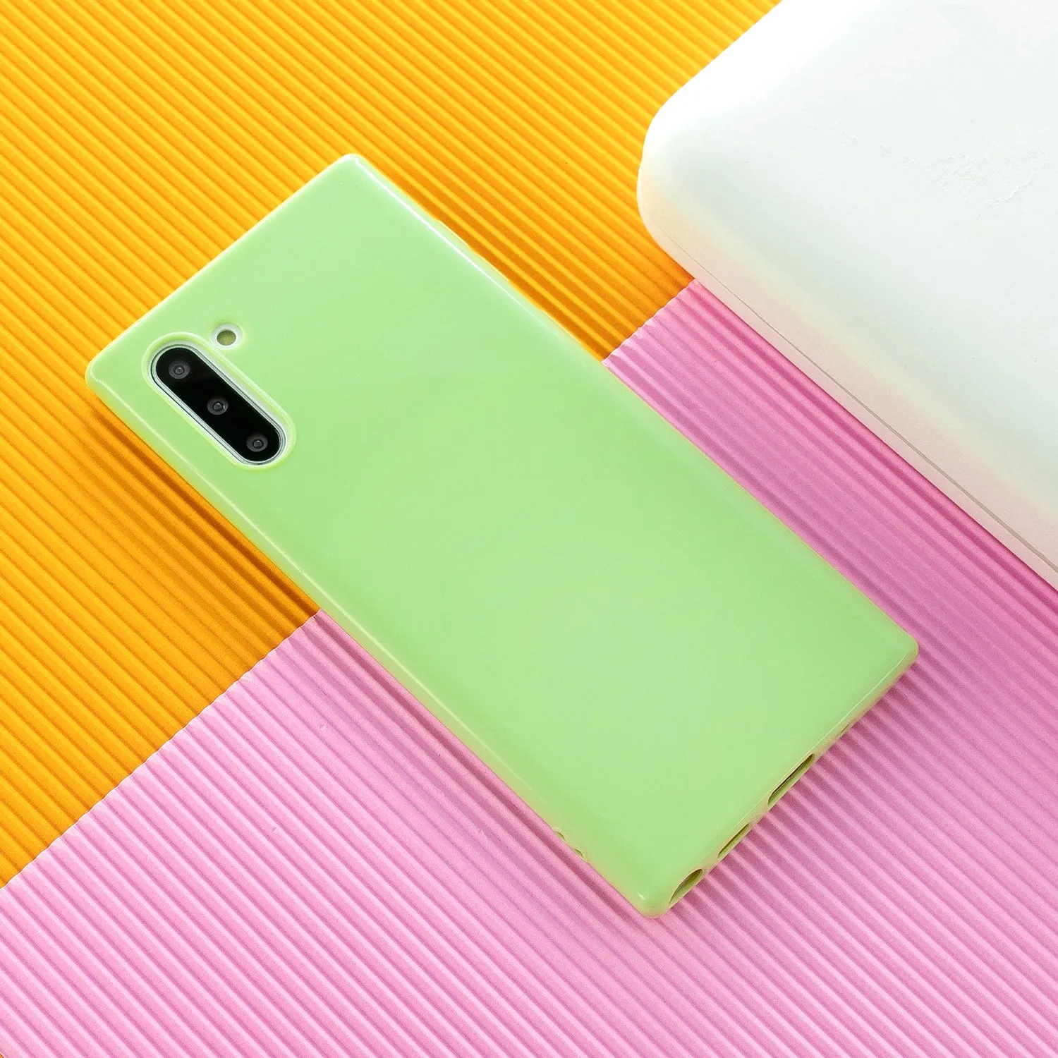 For Samsung Note 10/10 Pro Cellphone Cover TPU Phone Case Simple Profile Classic Design Shock-proof Shell Fluorescent green