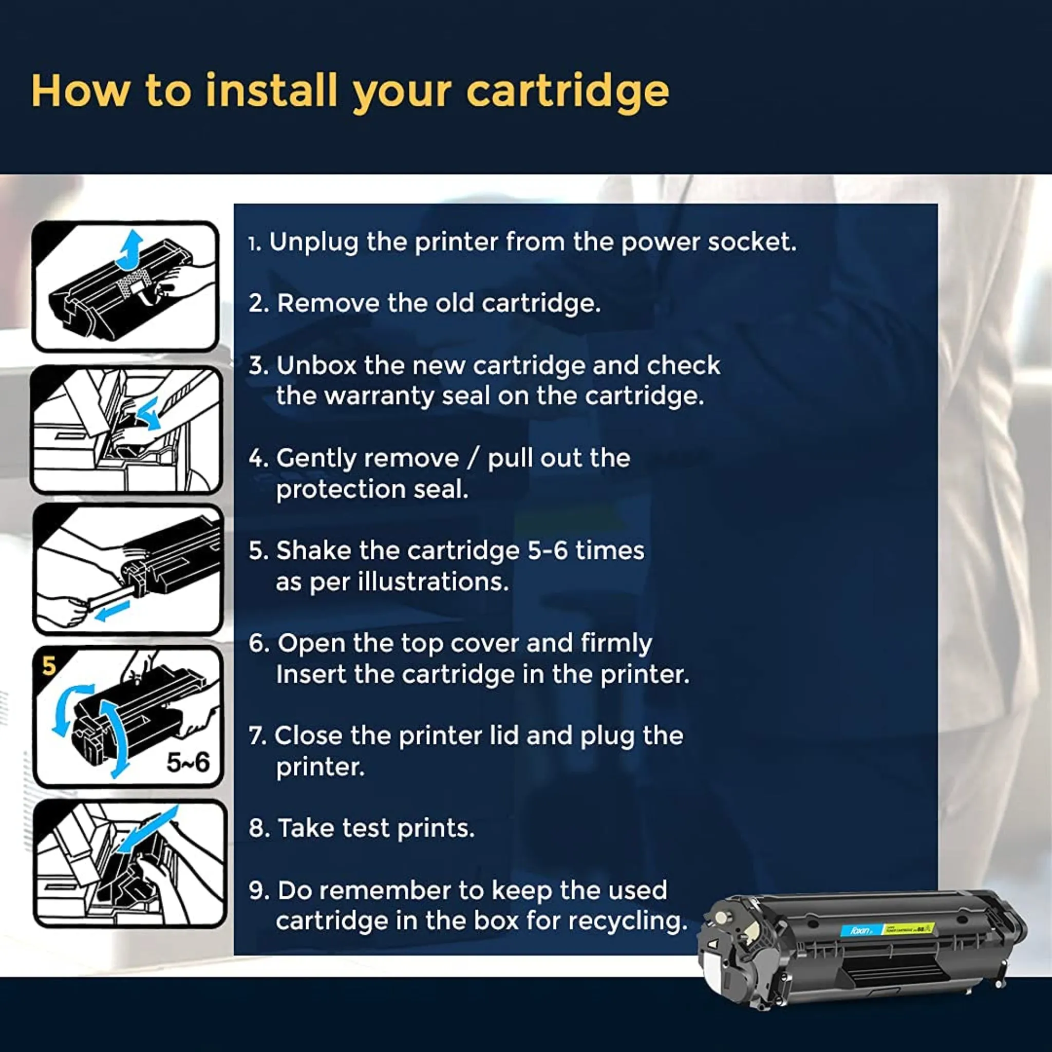 Foxin FTC 12A Laser Toner Cartridge Compatible with 1020, M1005,1018,1010,1012,1015,1020plus,1022,3015,3020,3030,3050,3052,3055