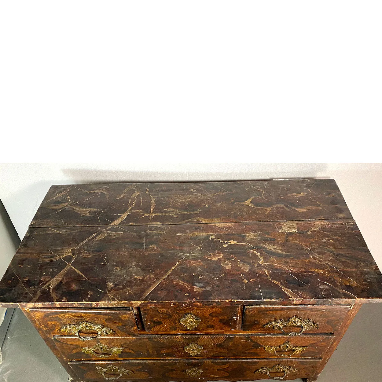 French Louis XV Period Grain Painted Oak Commode
